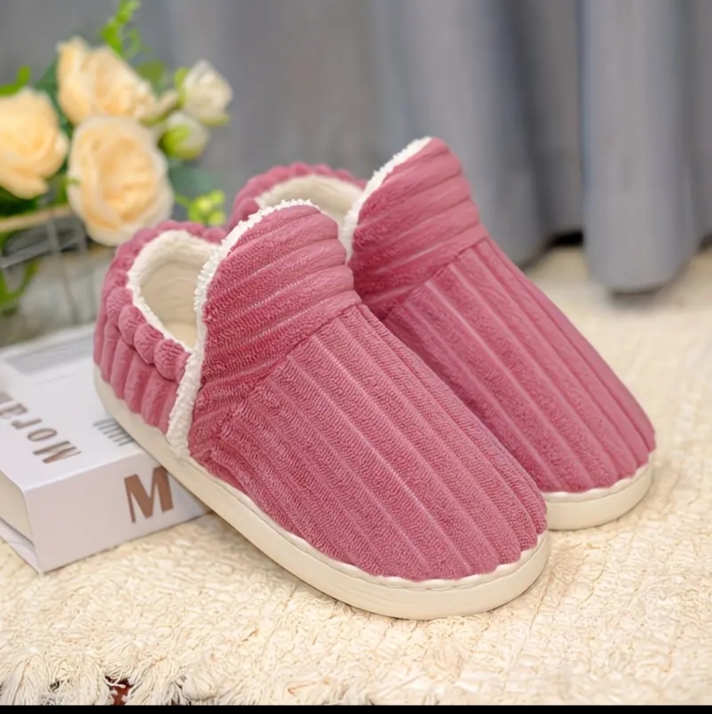 Special Purchase lush New Slippers Booties Striped Pattern Pink Cream